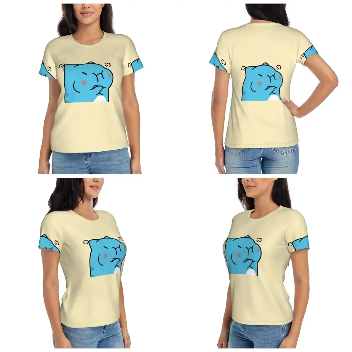 Comic Cat Bugcat Capoo Bug Cat T-Shirt Women Short Sleeve T Shirts Crew Neck Clothing Cotton Summer Tees Streetwear