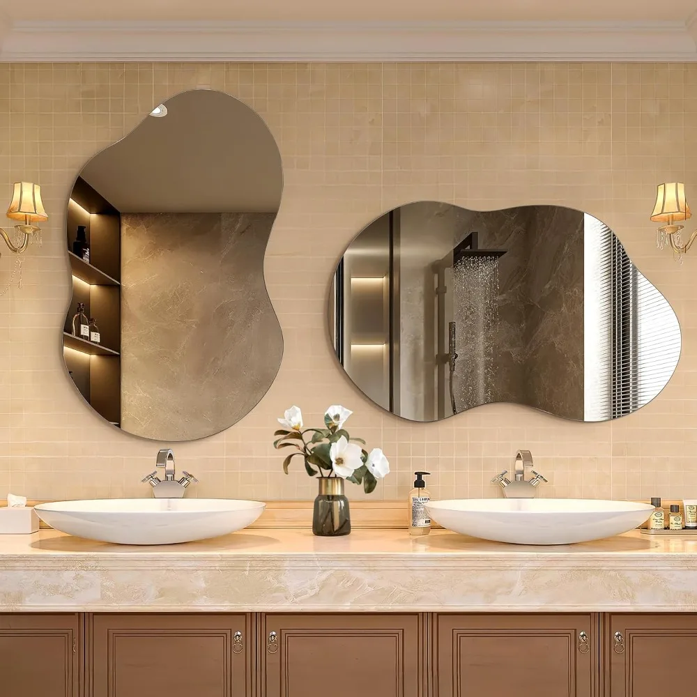 Frameless Wall Bathroom Mirror for Over Sink, 26x46 Inch Single Home Decor
