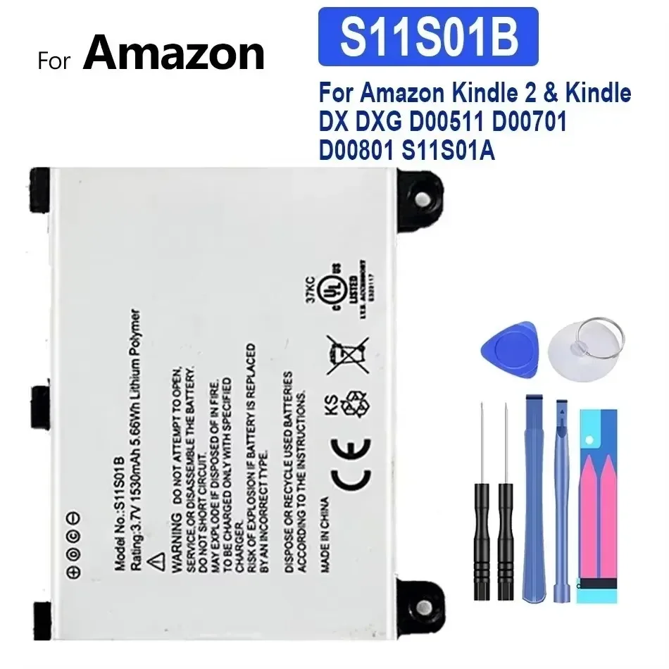 Batterie pour Amazon 2 et Kindle DX DXG, 1530mAh, S11S01B, D00511, D00701, D00801