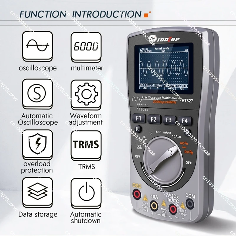 TOOLTOP ET827 2 في 1 راسم ذبذبات تخزين رقمي راسم ذبذبات تخزين رقمي 40 ميجا هرتز 6000 عدد صحيح RMS متعدد