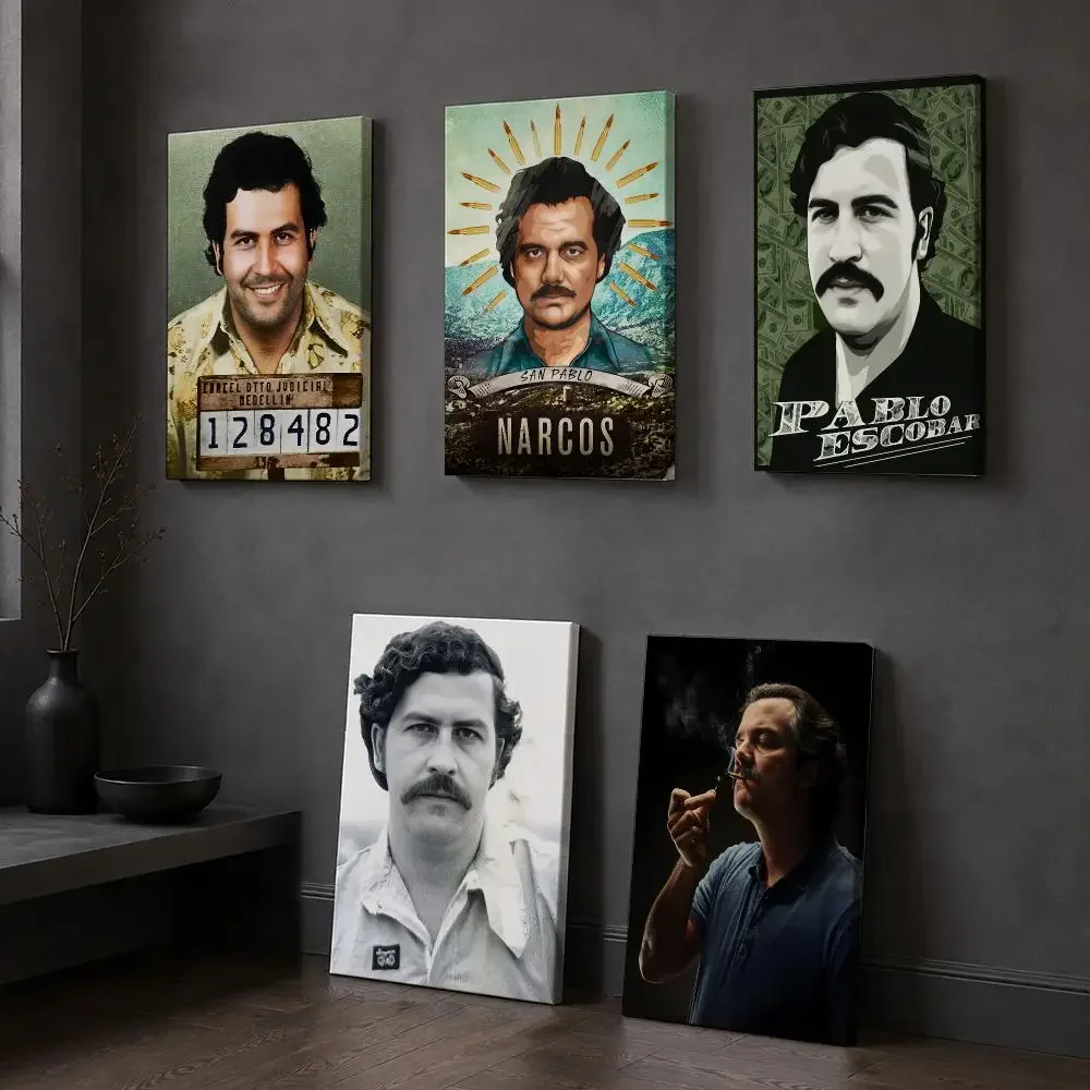 N-Narcos Pablo Escobar Mugshot Poster Framed Wall Painting Wooden Framed Canvas Poster Wall Art HD Waterproof Print Home Decor
