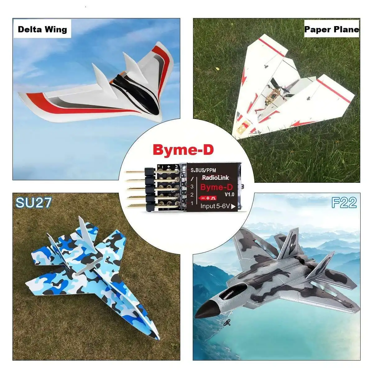 Radiolink Byme DB Byme D/A ثابت الجناح التحكم في الطيران جيروسكوب التوازن الذاتي الاستقرار 3CH 4CH DeltaWing Su27 ورقة الطائرات