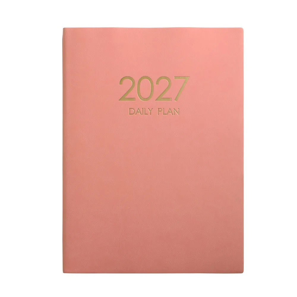 New PU 2027 Daily Planner Hardcover Lined Pages Daily Plan Notebook A4 Schedule Planner Personal Scheduling