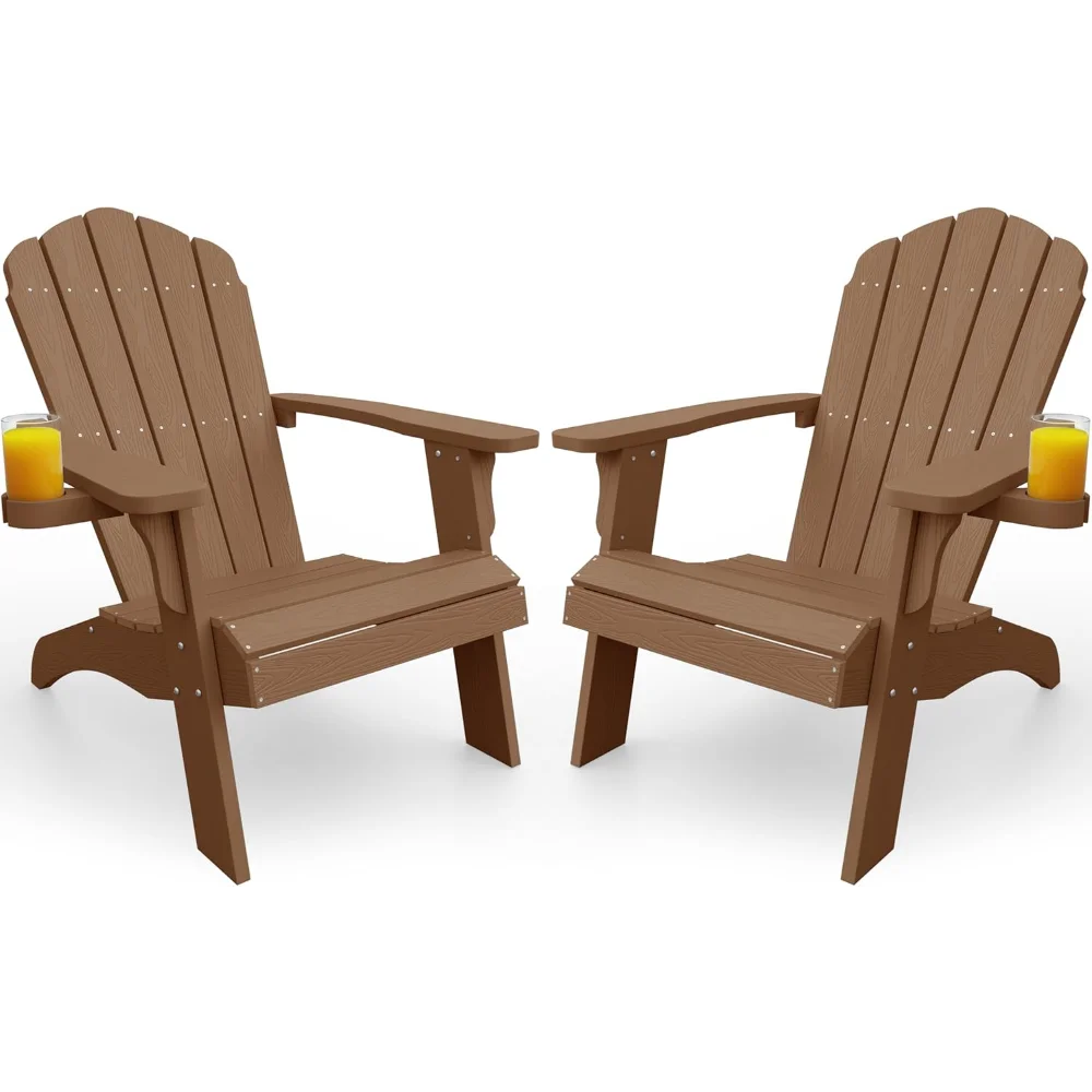 

Oversized Plastic Adirondack Chair Set of 2 with Cup-Holder (Large Dual-Purpose), Weather Resistant