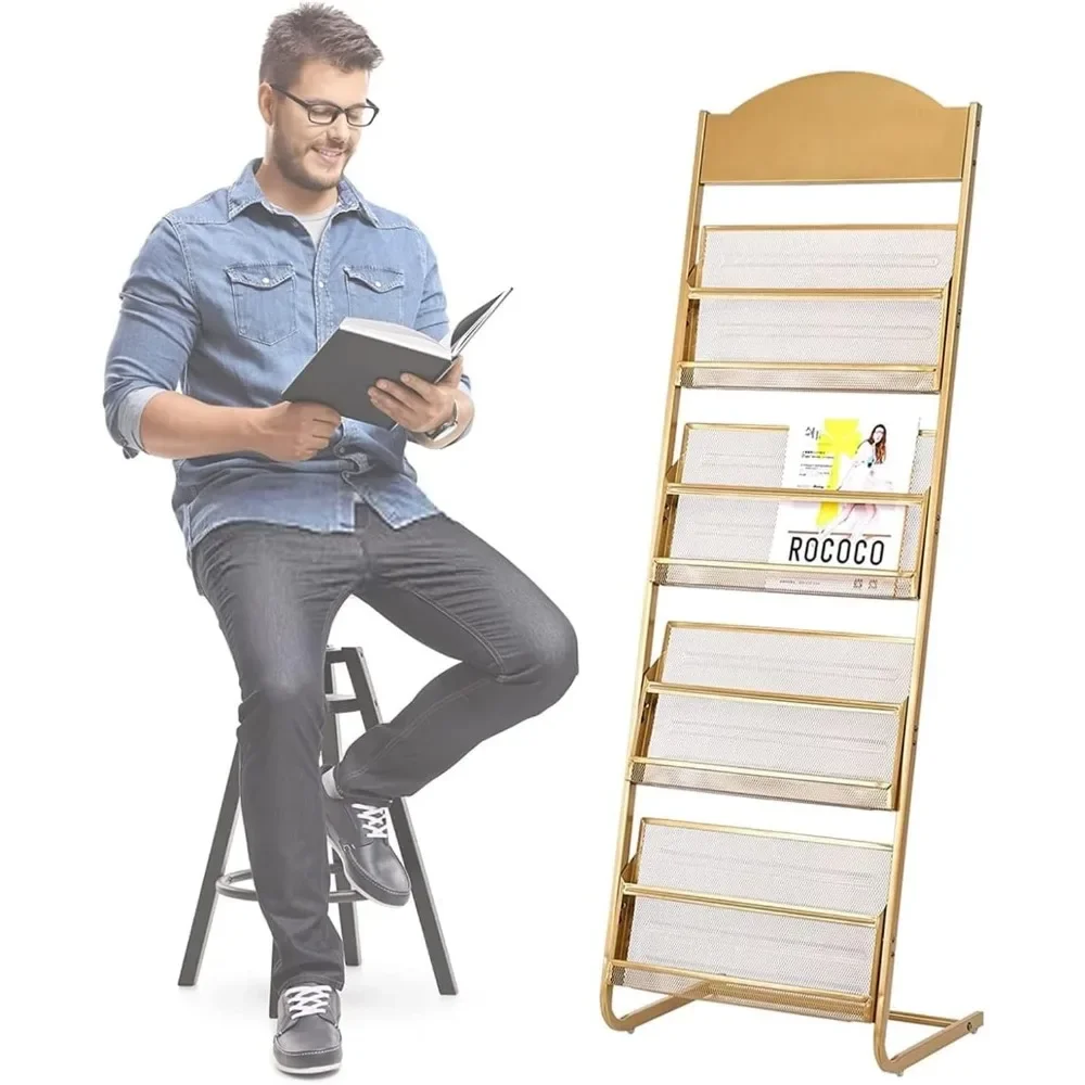 Brochure Display Stand,Standing Magazine Rack, Floor Stand Brochure Display Rack Literature Organizers for Reception Area/Waitin