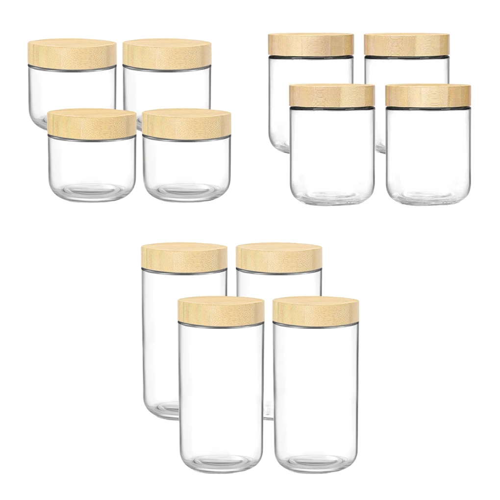 

4 шт. 10/16/24 унций герметичные стеклянные банки с крышками и ложками, банки для конфет с крышками, прозрачные банки для специй, небольшие контейнеры для хранения продуктов питания