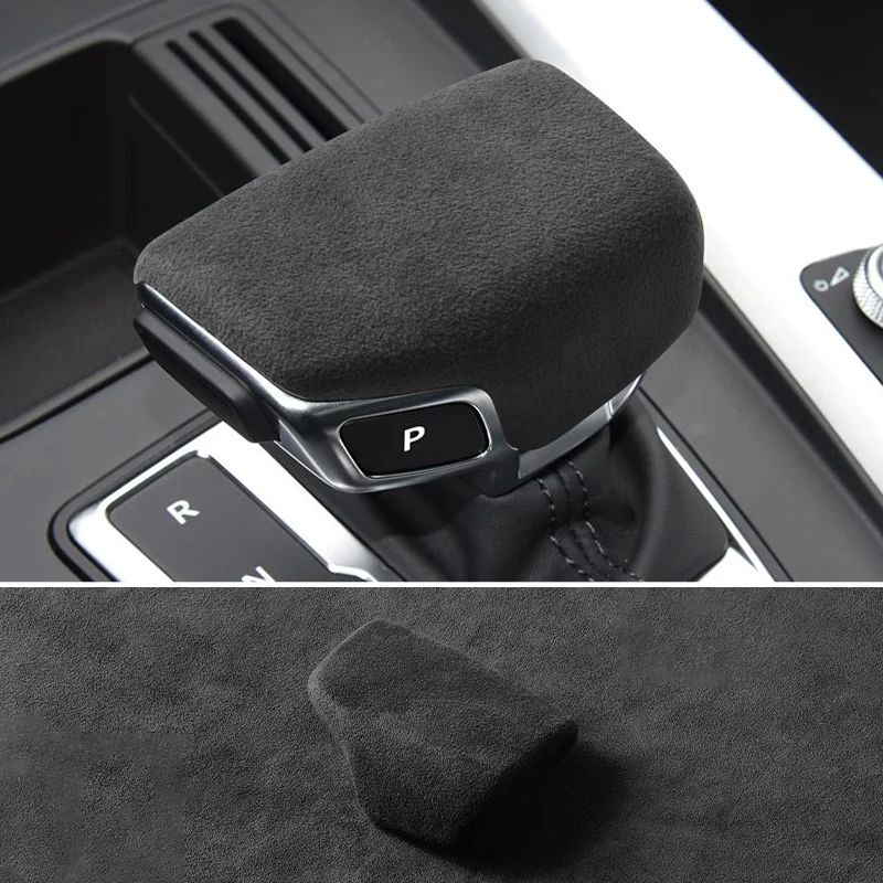مصنوعة من الكانتارا لأودي سبورت B9 F5 FY A4 S4 A5 S5 RS4 RS5 Q5L SQ5 Q5 Q7 مقبض ناقل الحركة غطاء الكسوة اكسسوارات السيارات الداخلية #5