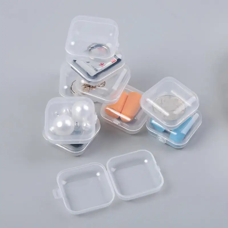 Small Boxes Square Transparent Plastic Box Jewelry Storage Case Finishing Container Packaging Storage Box for Earrings