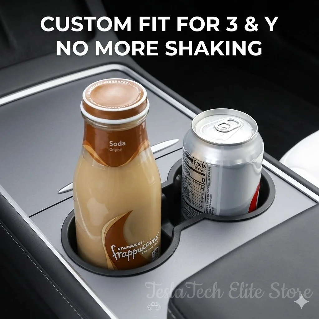 

TPE Console Cup Holder Insert for Tesla Model 3 Highland 2024-2026 Model Y 2020-2025 Limiter Anti-Slip Water Bottle Stand Holder