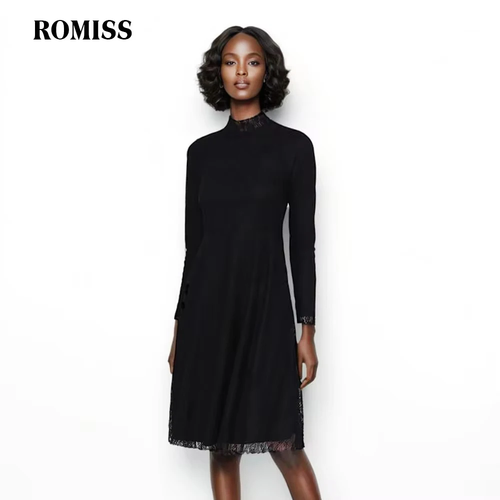 ROMISS Summer Sheer Mesh Dresses For Women Round Neck Long Sleeveless High Waist Minimalist Embroidery Mini Dress Female Style