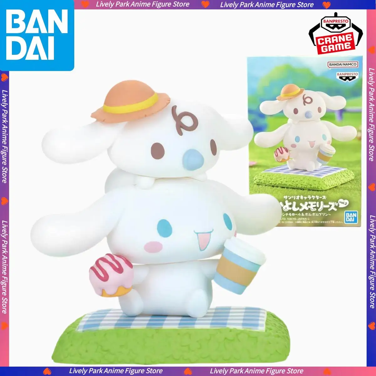 In Stock BANDAI Original LINE UP Friend Memories Vol.2 Cinnamoroll Anime Action Figure Model Doll Statue Toy Boxed Festival Gift
