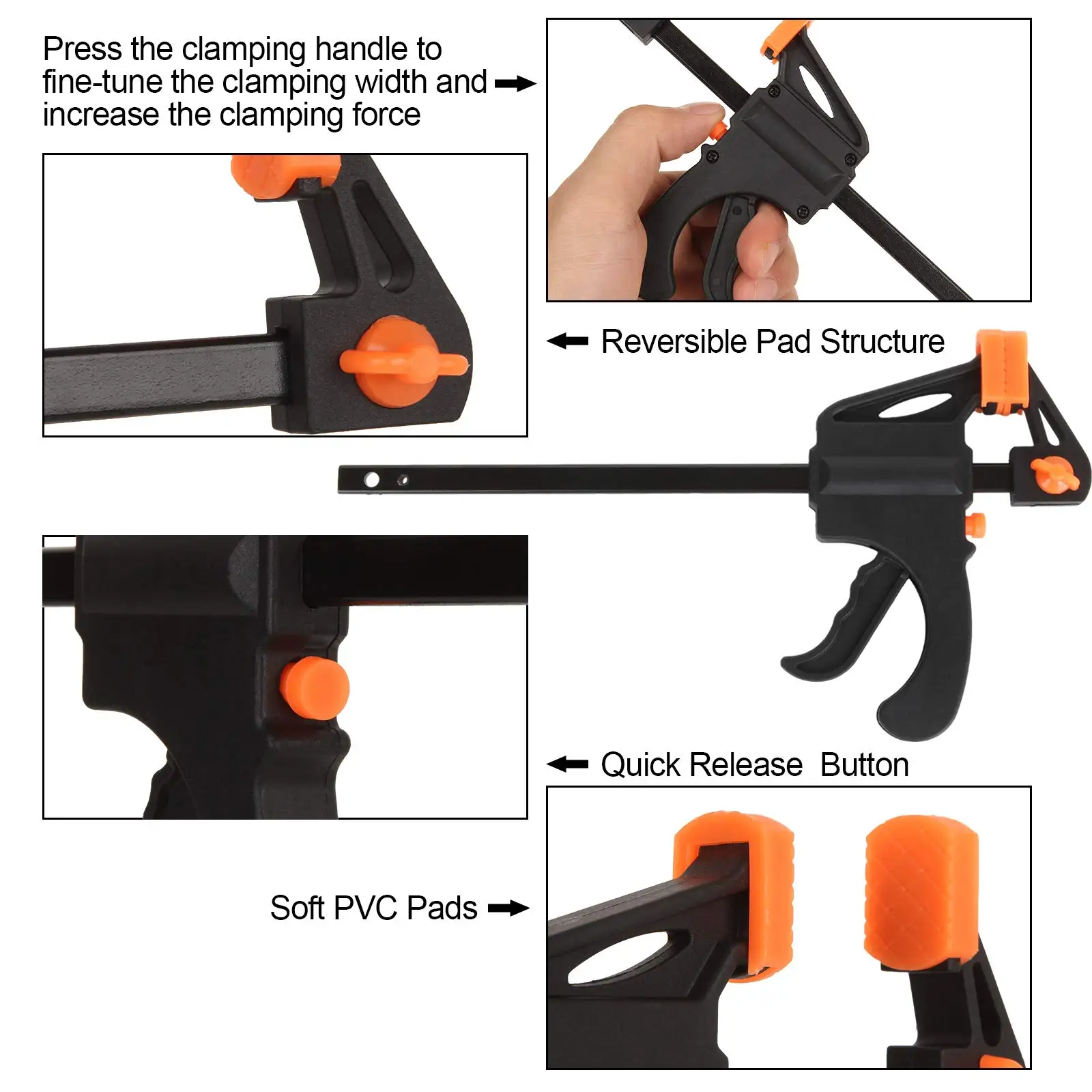 

1PC Woodworking Work Bar Clamp - 4/6 Inch Hard Quick Ratchet Release Clip, Special Hand Tool for Carpentry