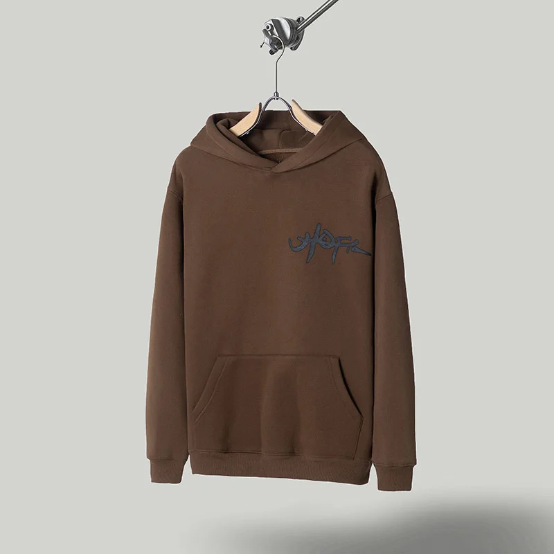Bluza z kapturem 25FW wysokiej jakości bawełna luźna klasyczna nadruk literek logo potwór kaktus Jack męska damska dla par brązowa
