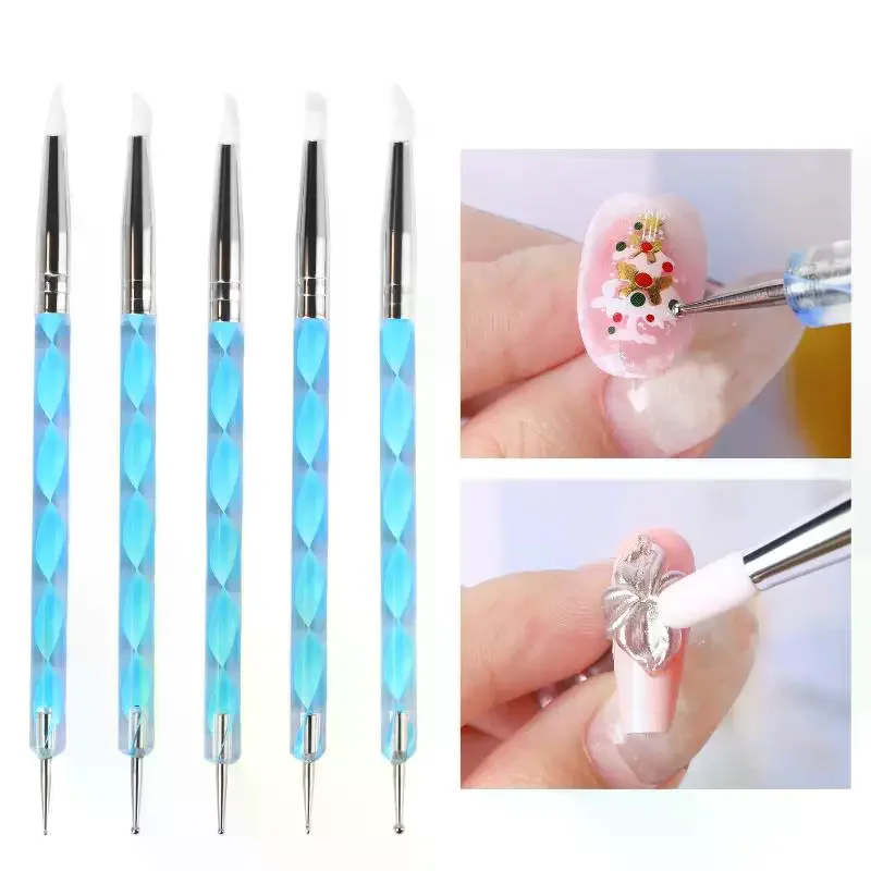 

5 Pcs Silicone Clay Sculpting Tool For Brush Modeling Dotting Nail Art Pottery Clay Tool DIY Carving Sculpting Tools Soft Head