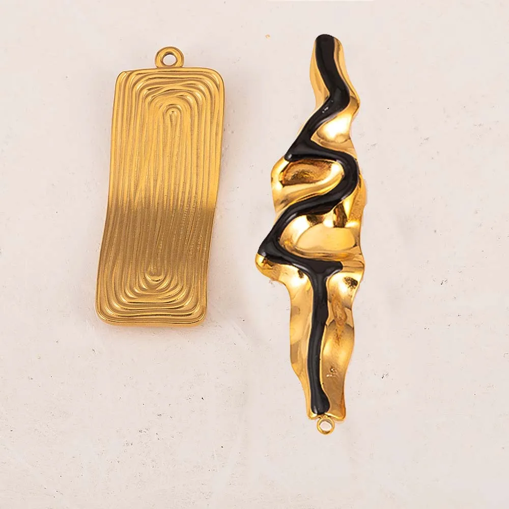 2 قطع فاسق الأسود المينا الفولاذ المقاوم للصدأ قلادة قلادة سحر قاعدة مطلية بالذهب أقراط المواد أساور يدوية النتائج مجوهرات