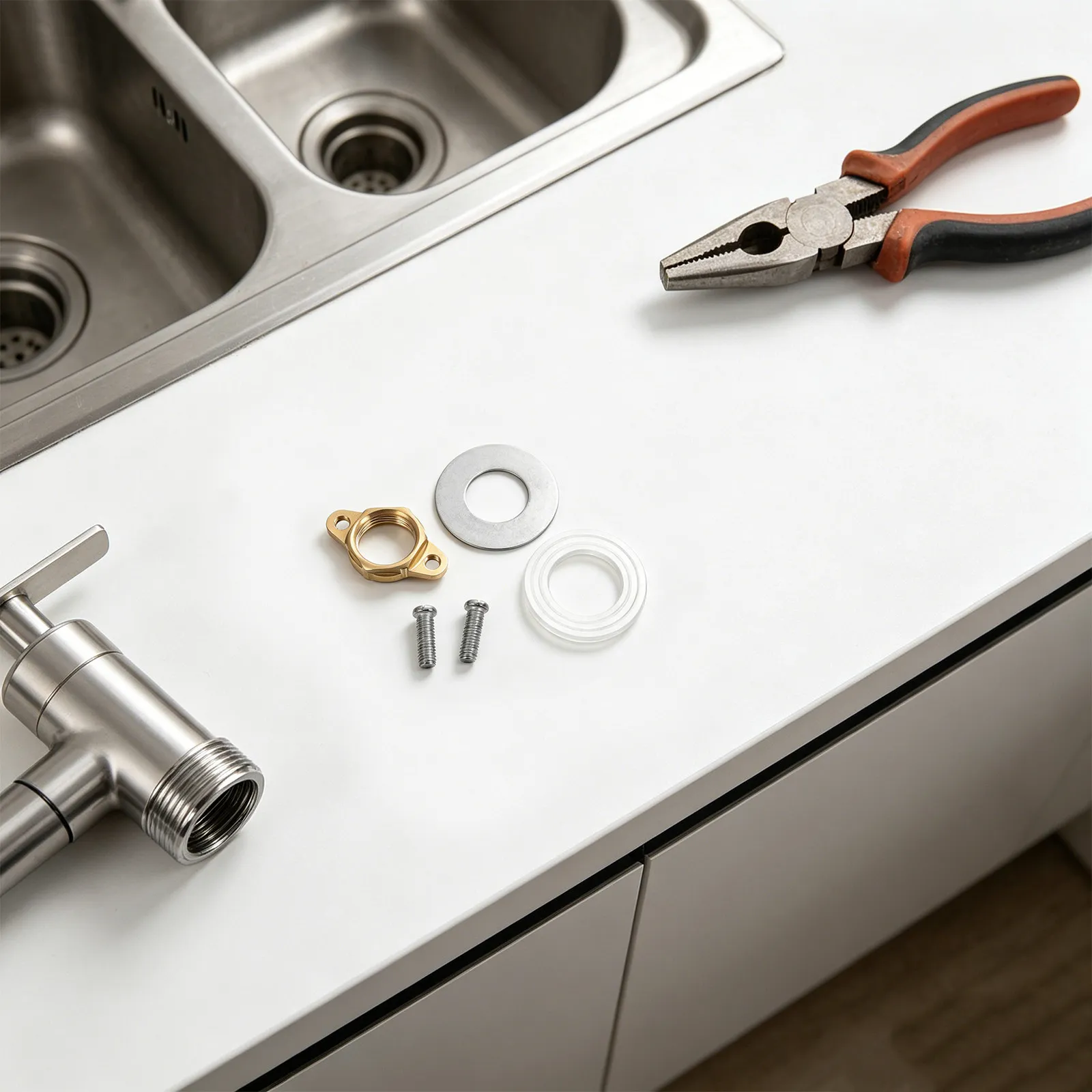 6Pack Faucet Fixing Nut Stainless Steel Kitchen Faucet Repair Tool Kit Anti-Loosening Mounting Leakproof Sink Installation