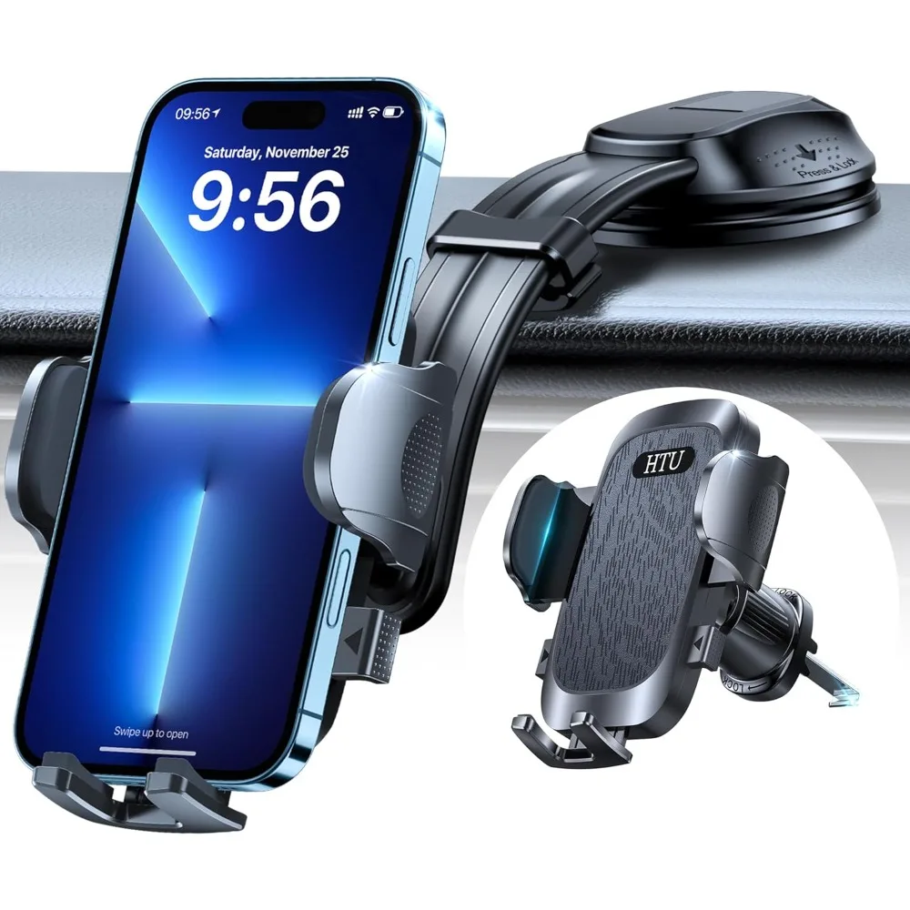 

Upgraded Strongest Suction Car Phone Holder Bendable Arm, Never Block View Rotatable Cellphone Mount for Dashboard Windshield V