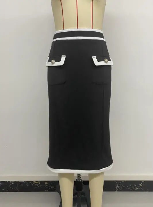 Gonna da donna 2025 Estate Nuovo pendolarismo Stile elegante Gonna di media lunghezza Vita alta Slim Fit Borsa di colore a contrasto Mezza gonna