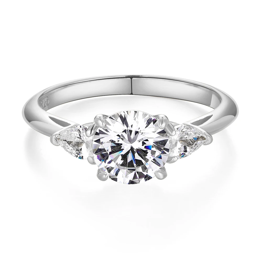APIR D Color Round Cut Cubic Zirconia Ring 925 Sterling Silver Simulated Diamond Hand-Set Eternity Band For girl Wedding Rings