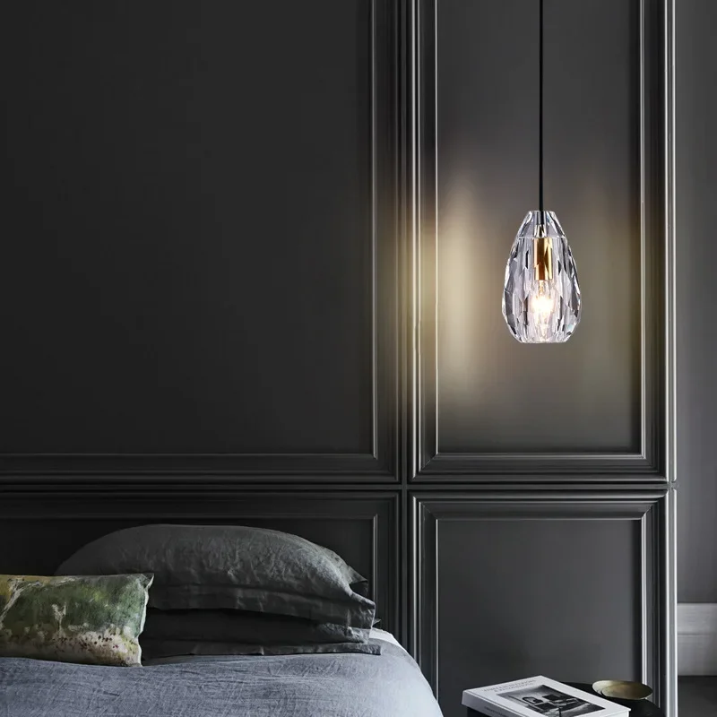 Nordic all-copper crystal dining room chandelier modern simple light luxury living bedroom bedside