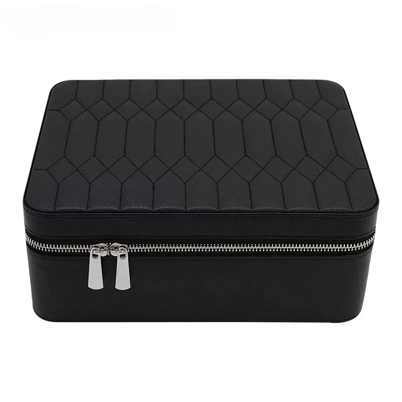 Luxury Travel Jewelry Box High-End PU Leather Multi-Functional Portable Large Zipper Storage for Gems And Accessories