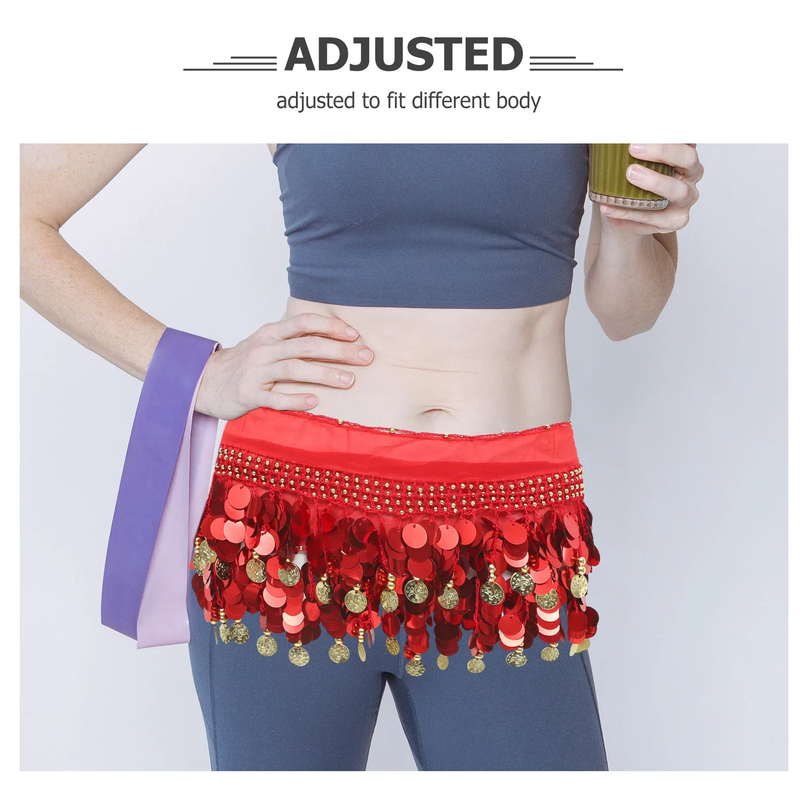 

Поясная цепочка для танца живота с блестками, шарф на бедрах, регулируемая танцевальная юбка, сверкающий аксессуар для костюма, праздничная танцевальная юбка