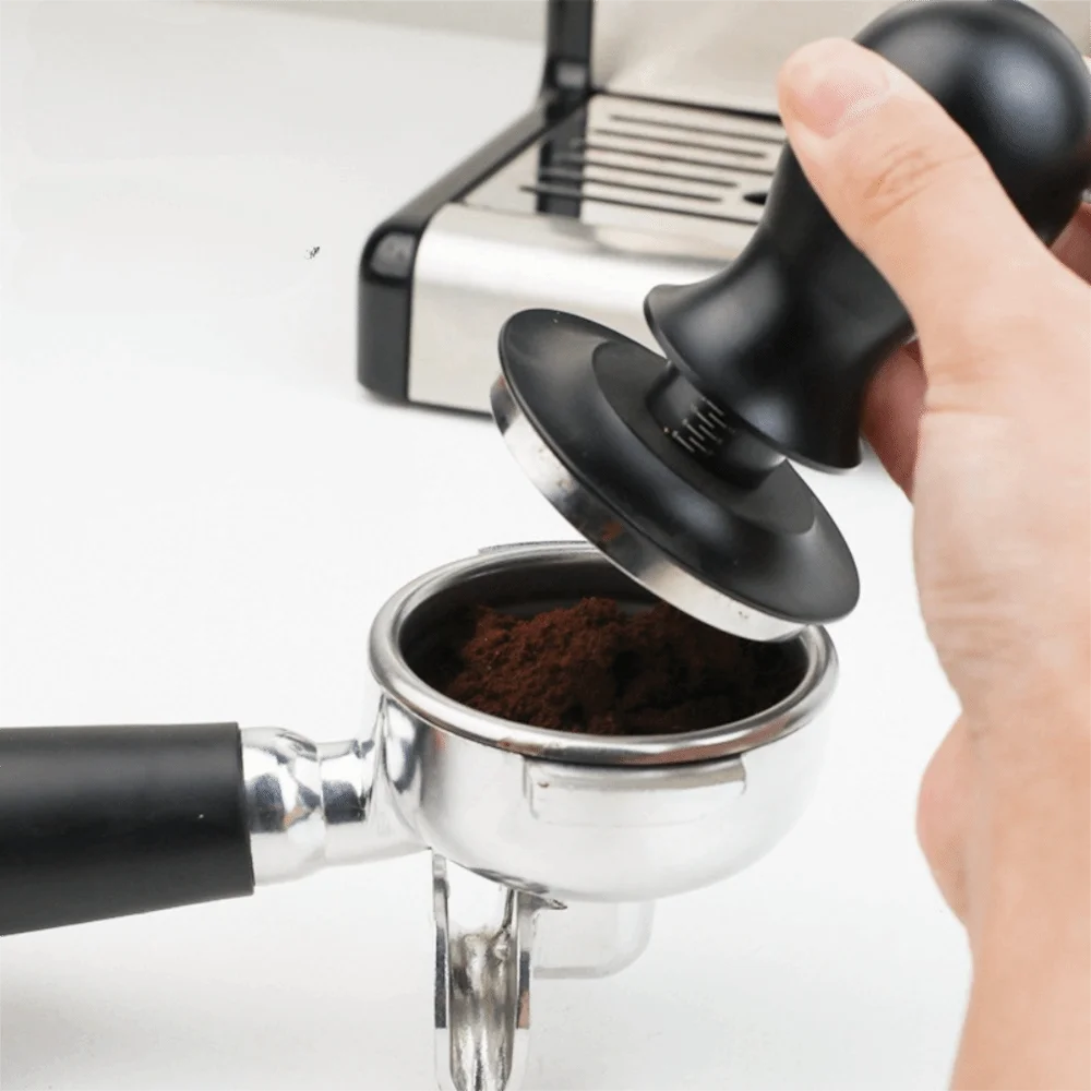 

51/53/58MM Coffee Tamper Spring Loaded Self-rebounding Coffee Leveler Flat/threaded Bottom Stainless Steel Base