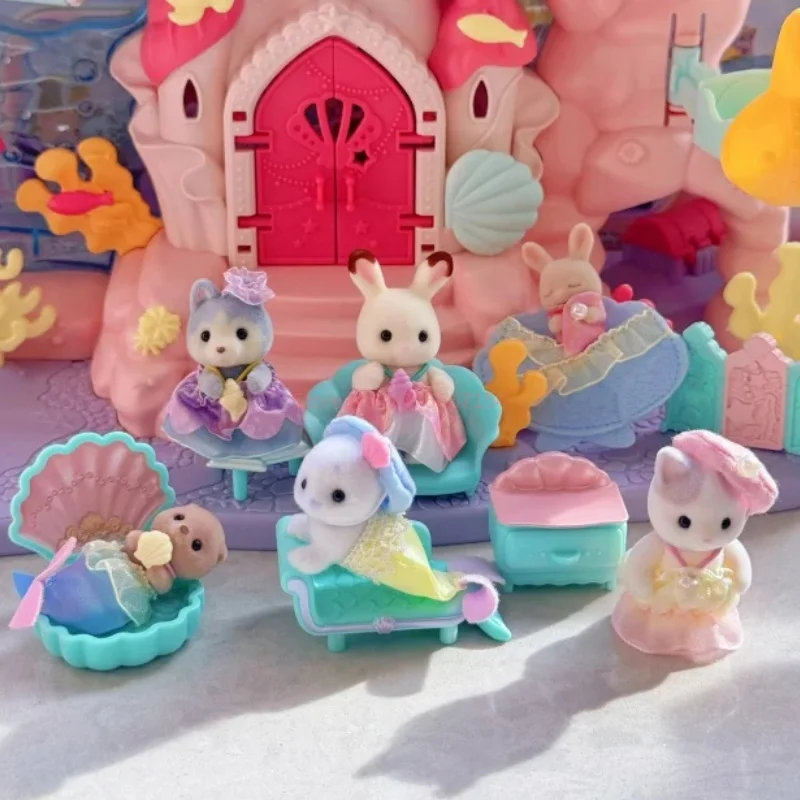 SYLVANIAN FAMILIES Blind Box Mermaid Costume Mystery Box Rich Dress Afternoon Tea Blind Bag Kawaii Custom Girl Collect Gifts