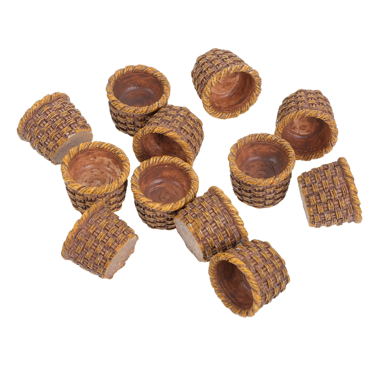 

12Pcs Mini Woven Basket Handwoven Imitation Rattan for Dollhouse Decor DIY Crafts Mini Storage Bins Fairy Garden Accessories