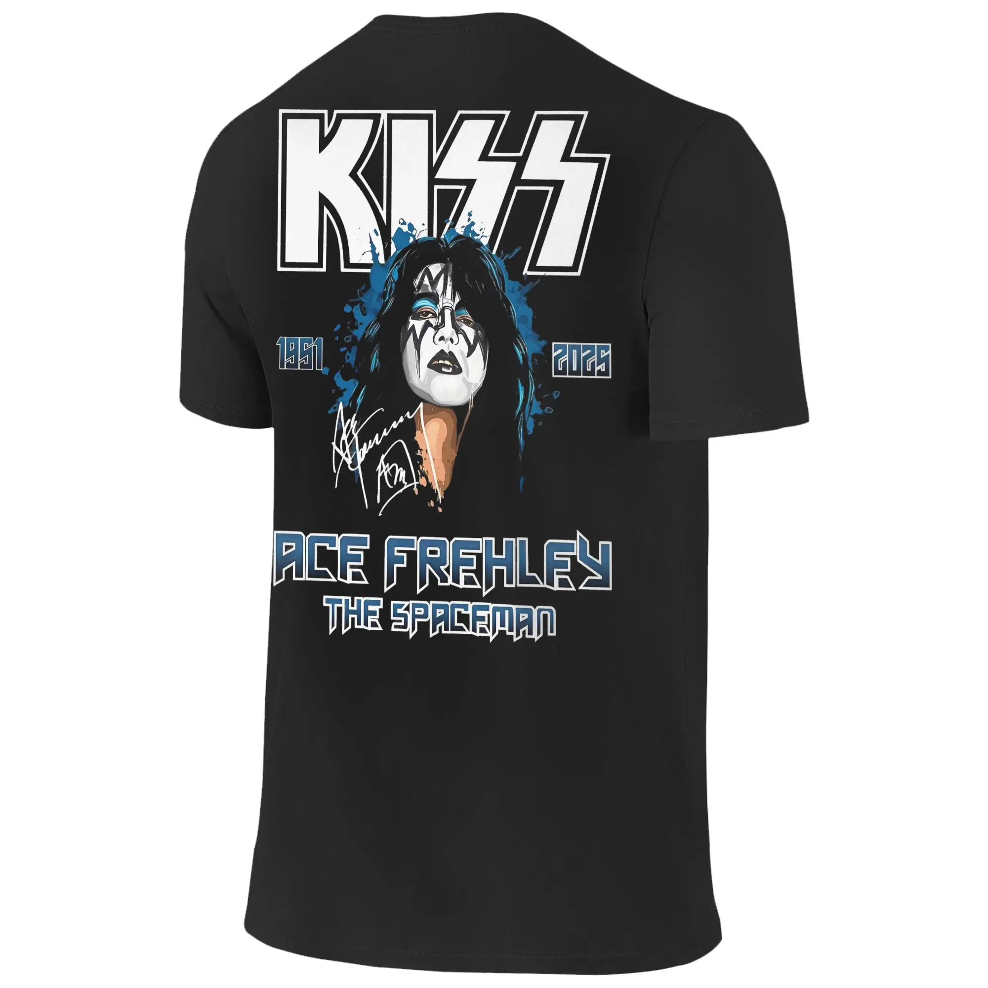 الصيف الرجال النساء مزق الآس فريلي رجل الفضاء 1951-2025 قبلة الفرقة قميص الزي القطن تي شيرت الملابس متعة تي شيرت