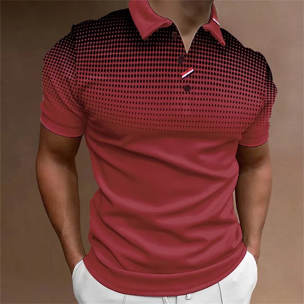 High Quality Men\'s Polo Shirt 2023 New Stripes Short Sleeve T-shirts Casual Business Button Tops Tees Summer Clothing For Boys