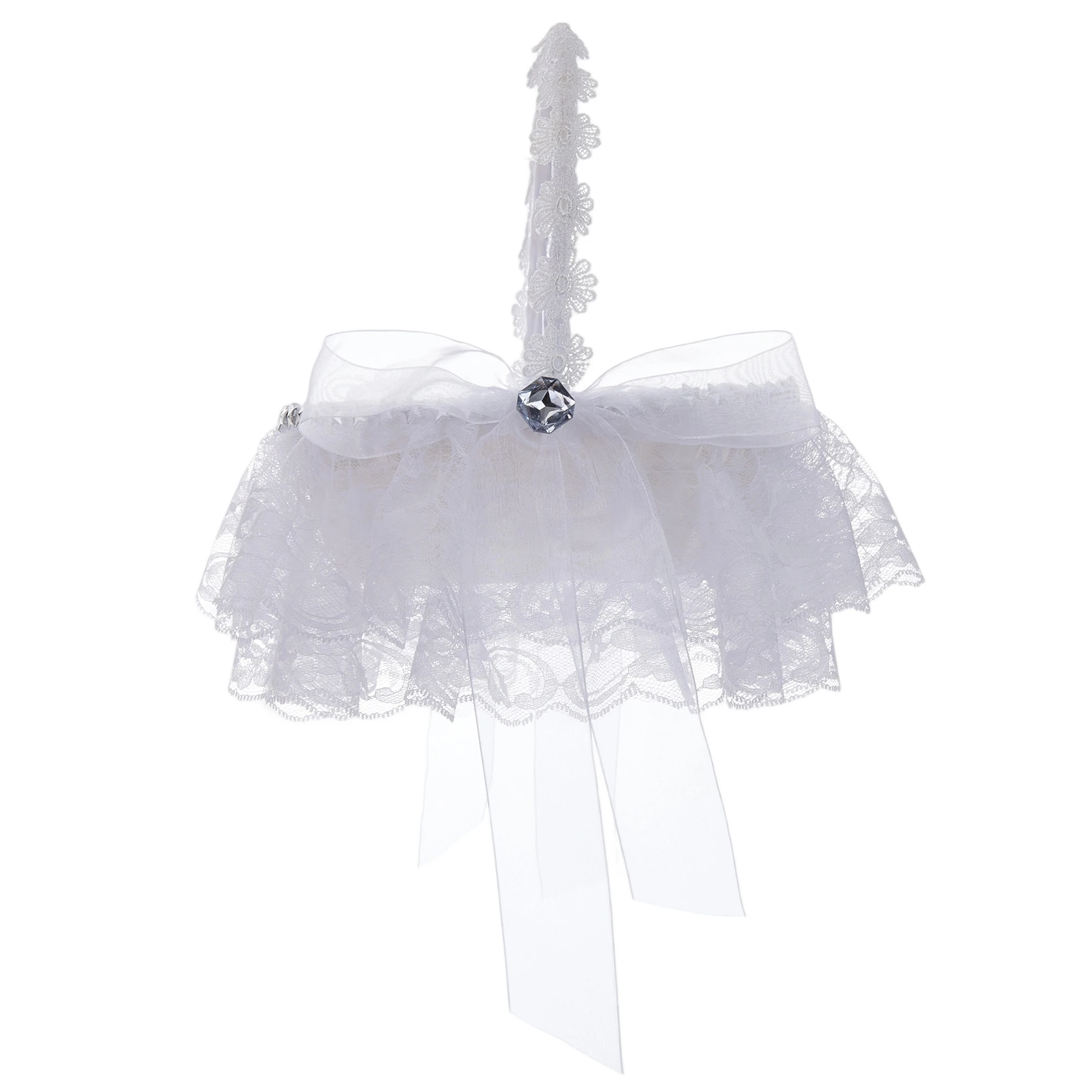 소박한 산뜻한 꽃 소녀 바구니 결혼식 장식 및 용품을 위한 빈티지 레이스 장식의 경량 꽃 바구니