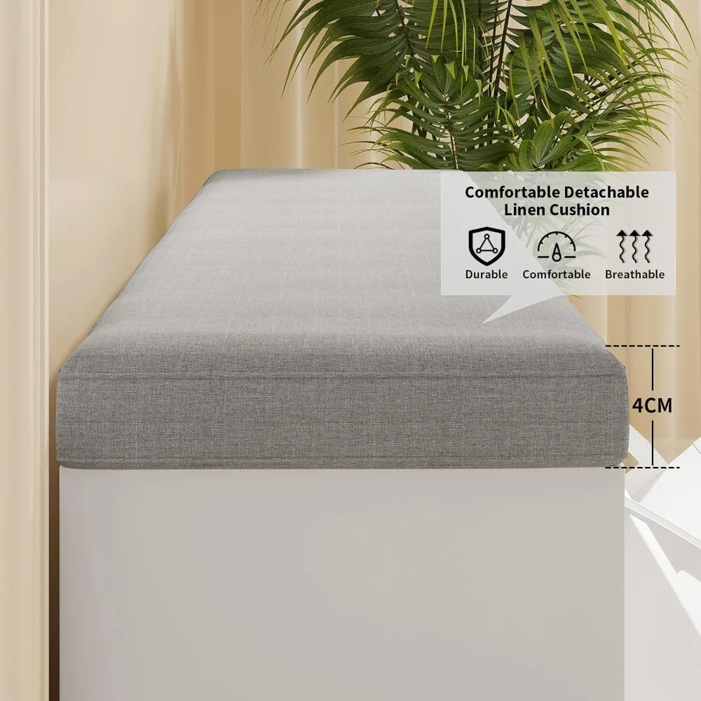 مقعد تخزين الأحذية مع أدراج قابلة للطي وأرفف قابلة للتعديل للمدخل والممر وغرفة المعيشة - منظم أحذية للمنزل #6