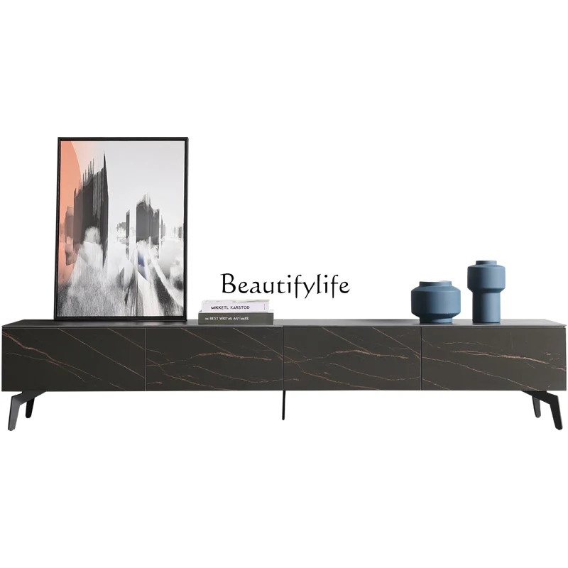 

Italian rock slab TV cabinet, simple and modern small apartment with storage TV cabinet