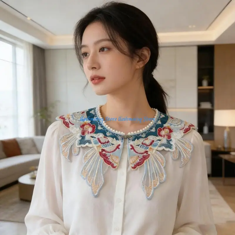 573B Traditional Chinese Detachable Cloud Collar Fashion Soft Polyester Fabric Neckwear For Costume Accessories