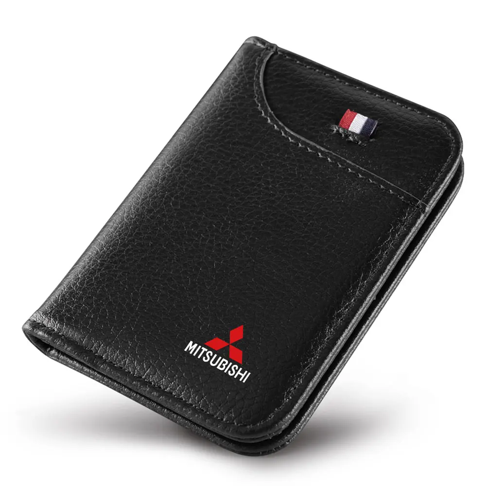 

Car Portable Wallet PU Leather ID Card Bank Card Holder Bag Storage Bag For Mitsubishi Ralliart Lancer Outlander Pajero ASX RVR