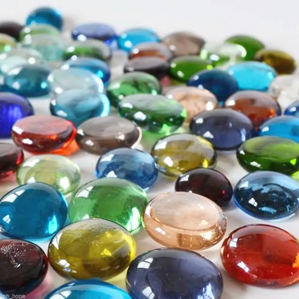 100g Ornament Crystal Accessories Flat Pebbles Craft Mixed Color Marbles Glass Stones Fish Tank Beads Aquarium