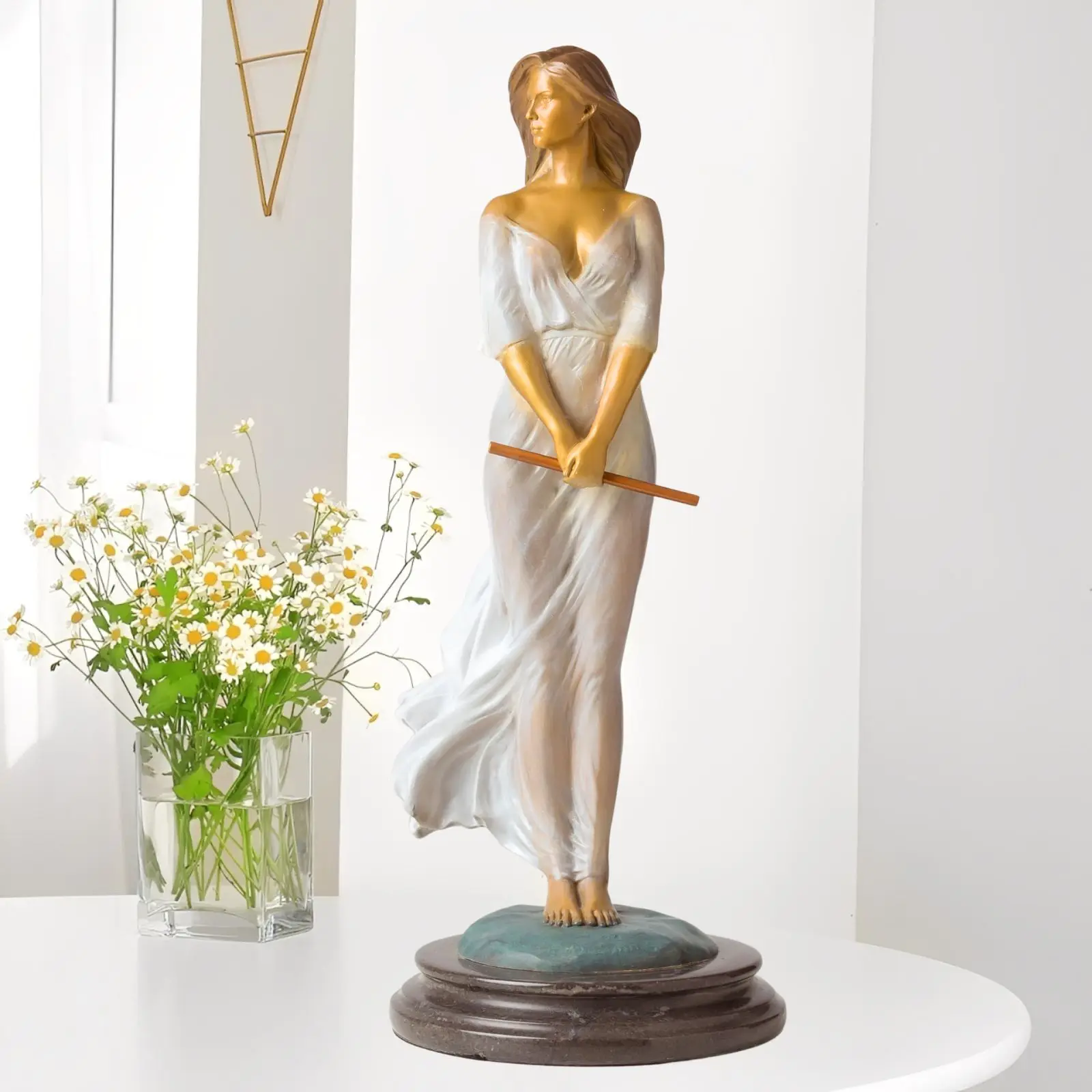 42cm Luo Li Rong-Inspired Bronze Lady Sculpture Handmade Contemporary Elegant Woman Statue for Luxury Interior Decor