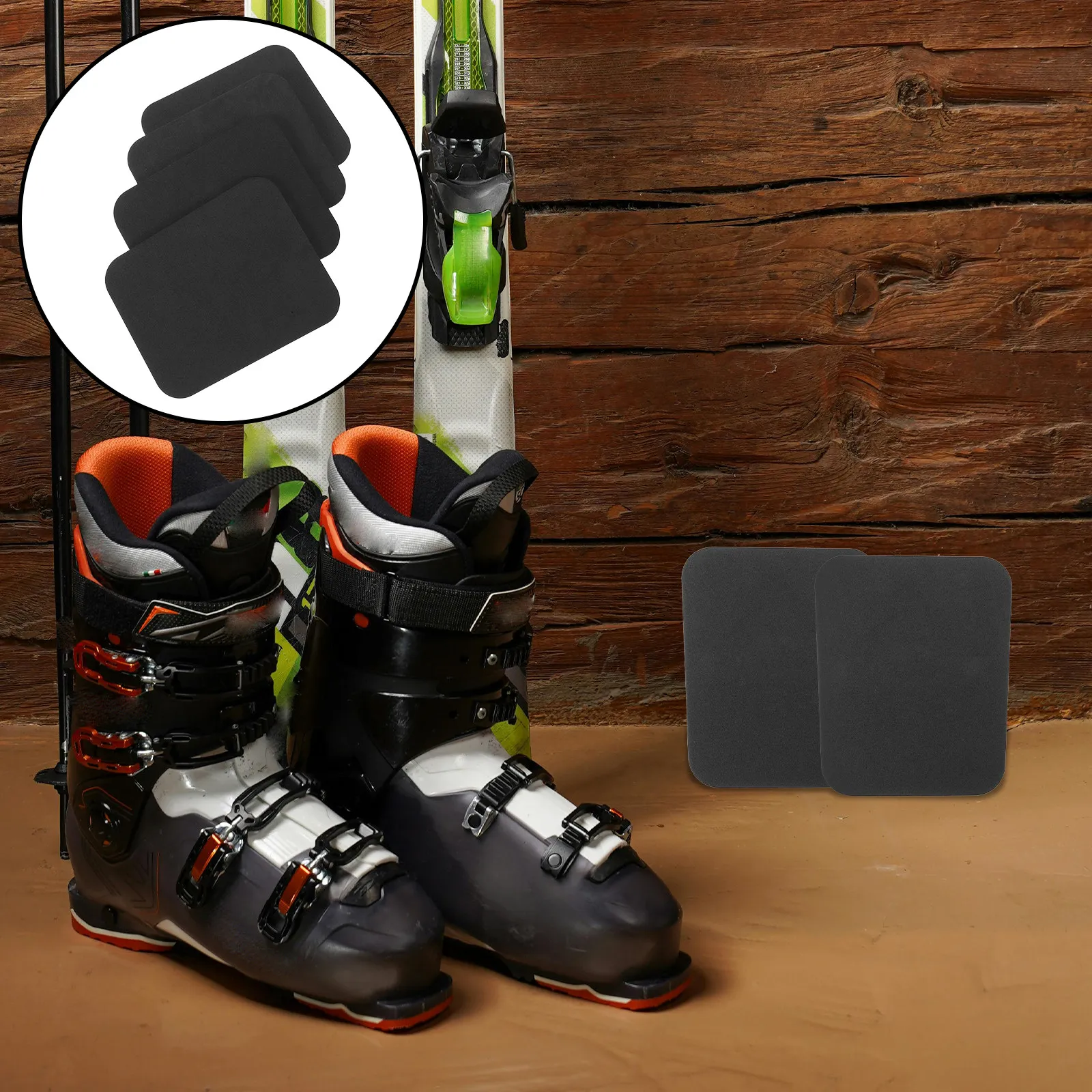 

Комплект из 4 легких, мягких, обрезаемых защитных накладок для лыжных ботинок (черные, 5.89x4.72x0.20)