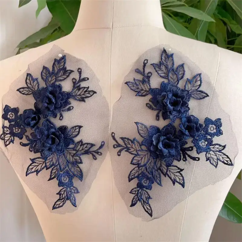 5Pairs.14.5*19cm.21 Color 3D Wedding Dress Lace Applique DIY Flowers Patch.clothing Accessories.Children's Clothing Headwear