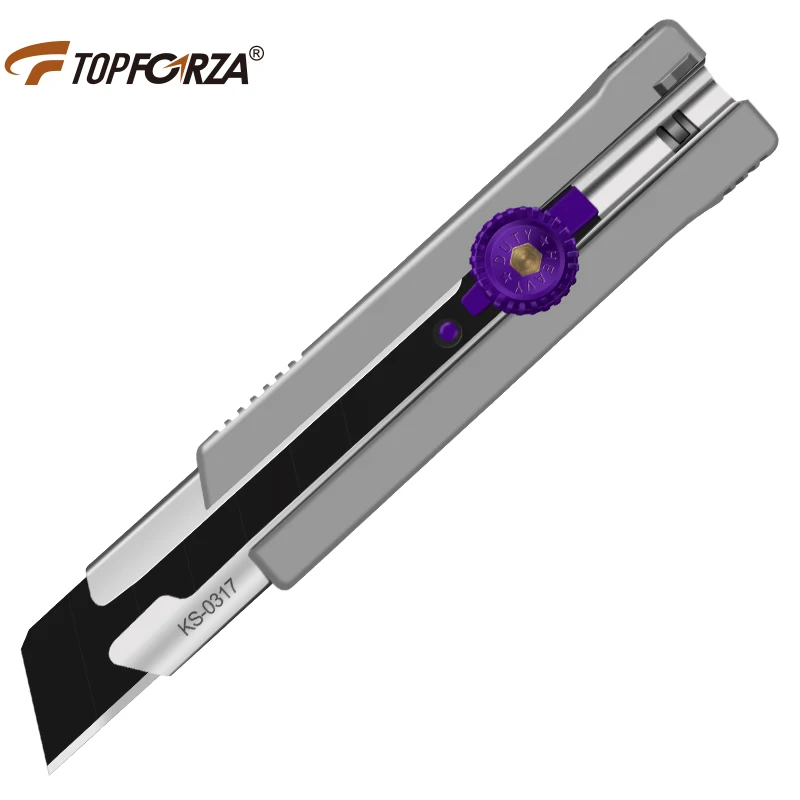 Topforza Utility Knife 25mm Width SK5 Retractable Blade Box Cutter Heavy Duty Art Knife Auto Lock Sharp Cutting Hand Tool Knives