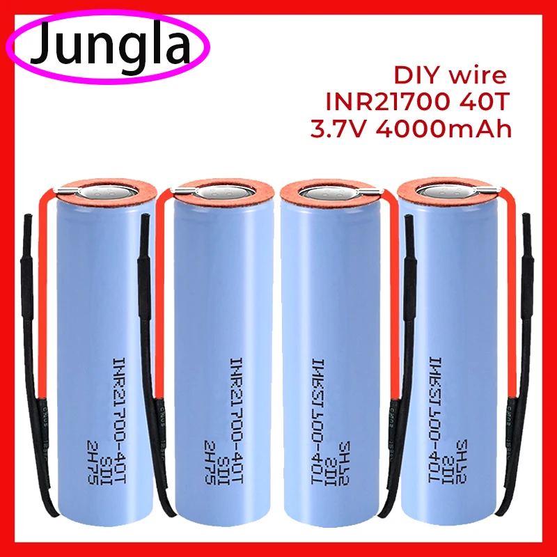 3.7V INR21700 40T 4000mAh Li-lon Battery 21700 15A 5C Rate Discharge Ternary Electric Car Lithium Batteries+DIY Welding Wire