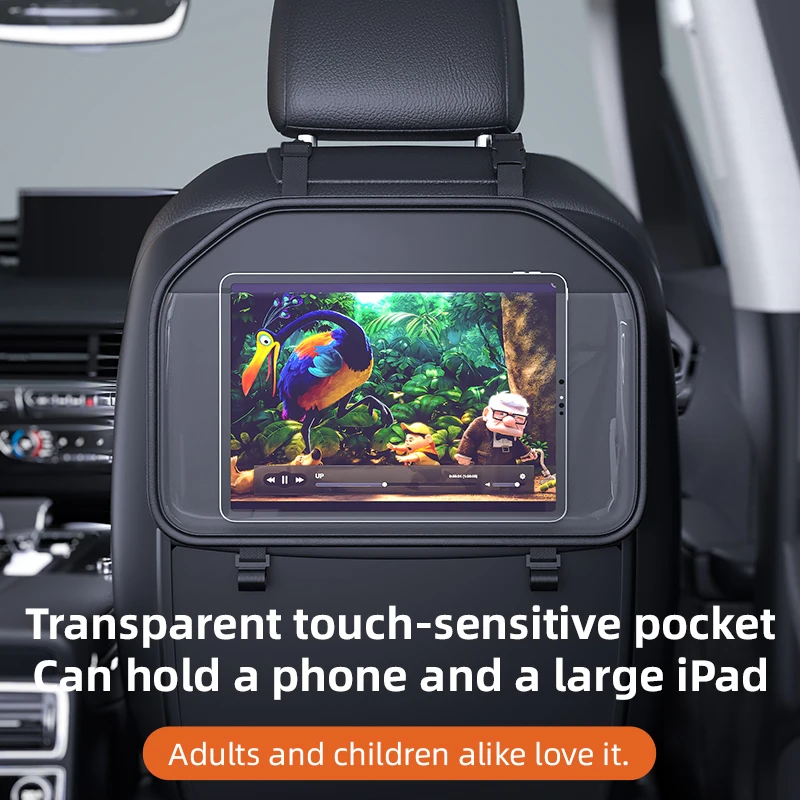 Bolsa de Armazenamento Transparente para Encosto de Banco de Carro, Suporte para Tablet, Organizador de Banco Traseiro Resistente para Crianças, Acessórios para Carro