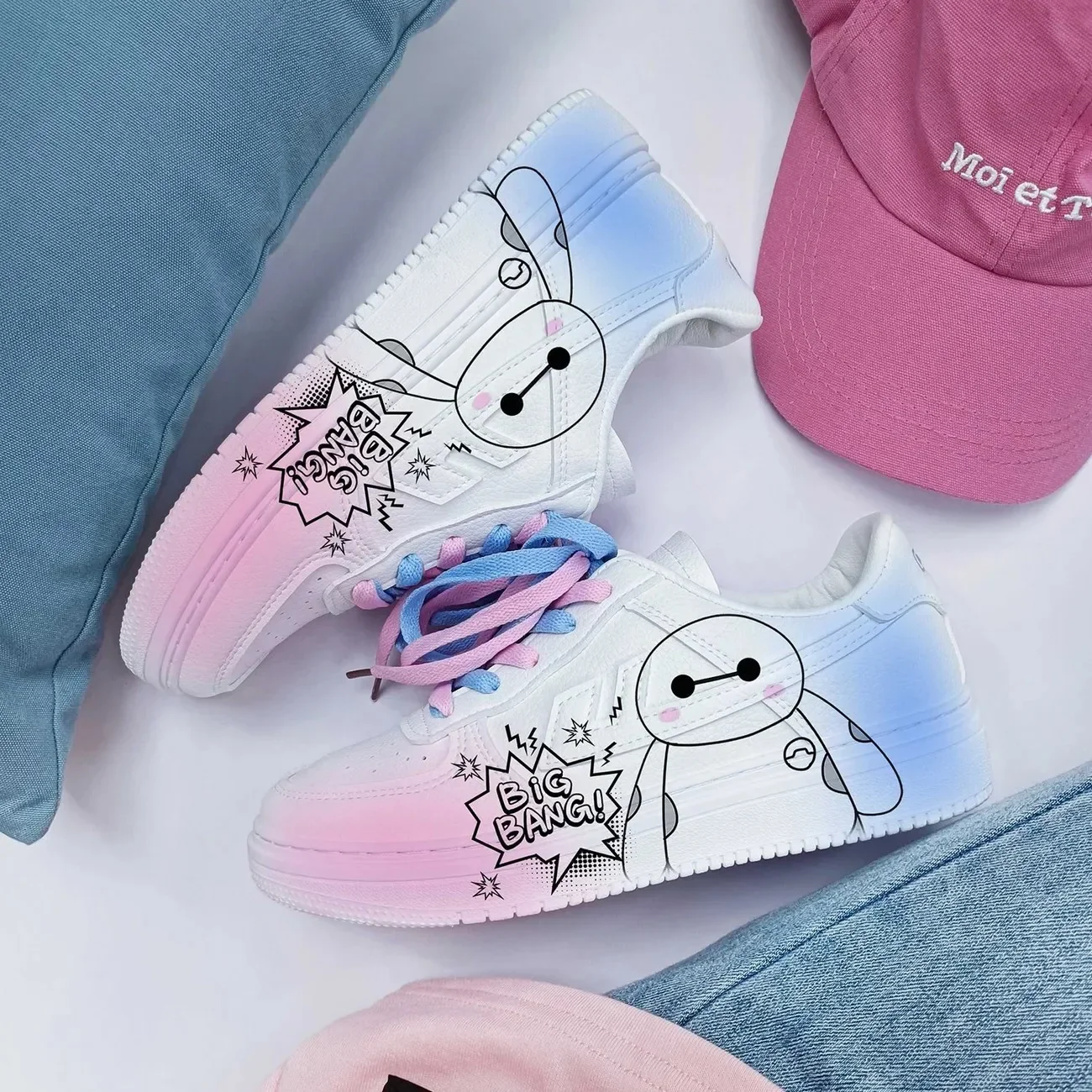 

New Disney cartoon women Baymax princess cute Casual shoes non-slip soft bottom sports shoes for girl gift