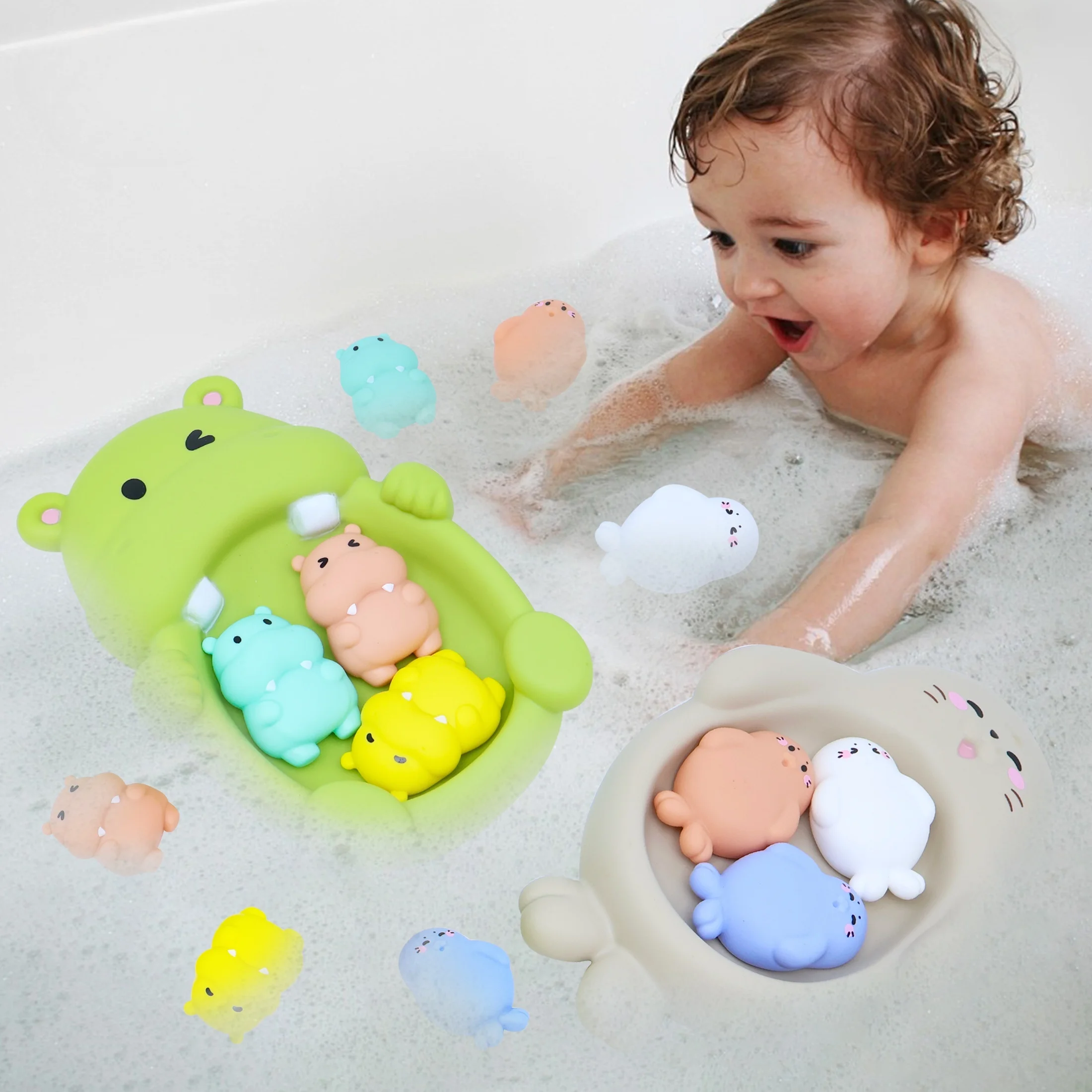아기 손 놀이 집 욕실 물 장난감 시어머니 세트 쌓을 수있는 밀봉 된 디자인 물에 들어 가지 않습니다 귀여운 수달 어머니 3 개의 수달 아기 선물 장난감