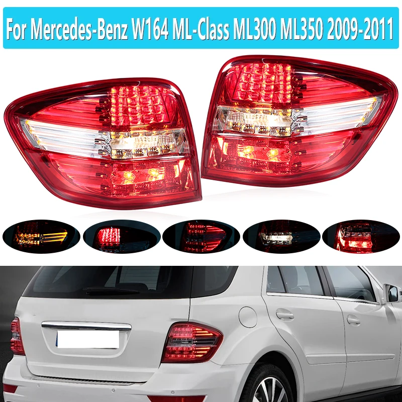 LED Tail Lights Assembly For Mercedes-Benz W164 ML-Class ML300 ML350 2009-2011 Taillamp Turn Signal Brake Light Red Shell