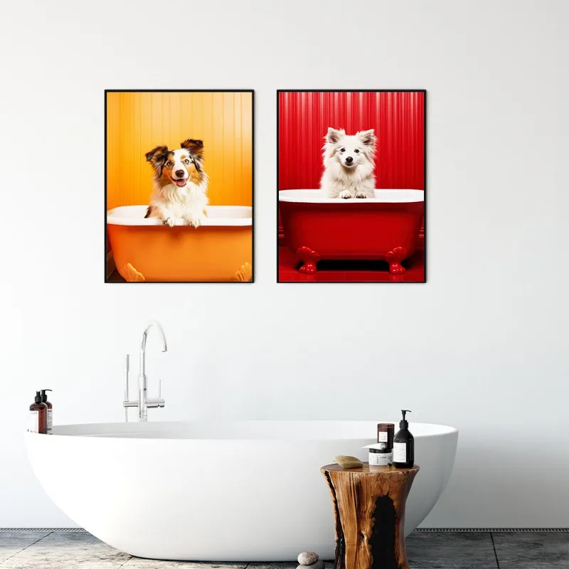 Funny Animals Poster Kangaroo Hippo Elephant Bathroom Canvas Painting Bubble Bath Prints Wall Art Home Bath Room Toilet Decor