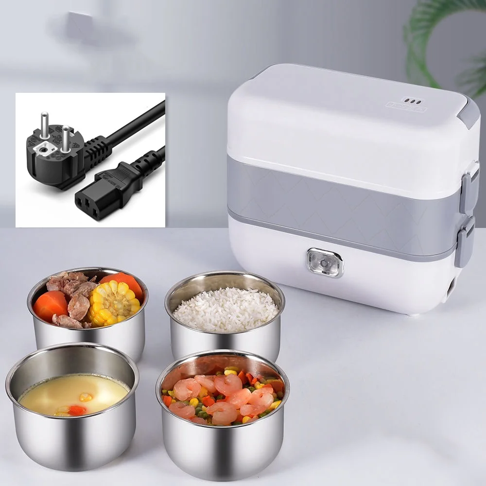 Portable electric lunch box 1 bottle pc car stainless steel plastic 2-in-1 household insulation heating lunch box can be plugged