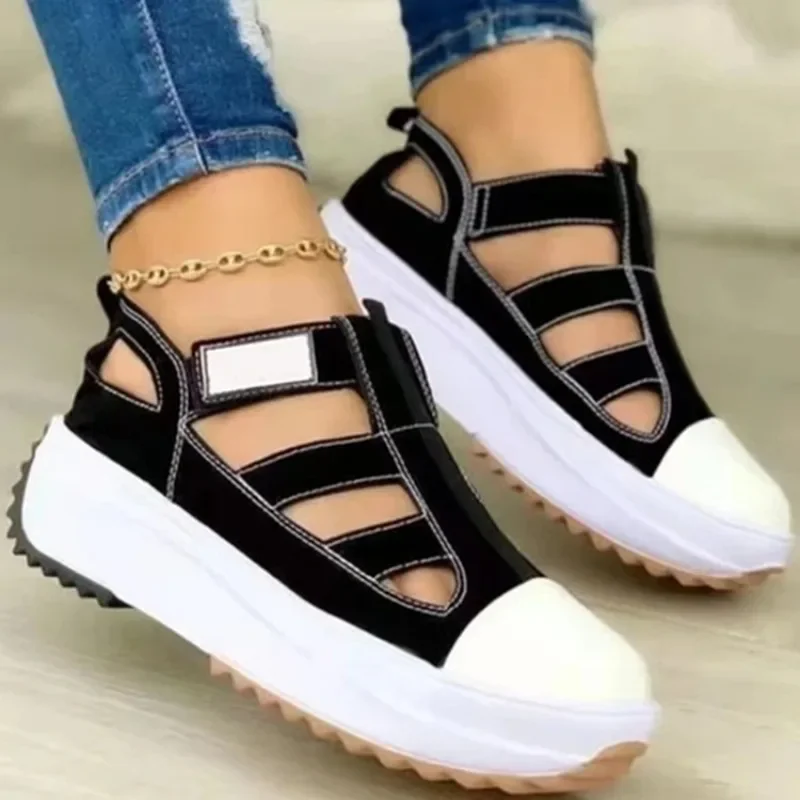 Sandalias deportivas romanas para Mujer, Zapatos planos con plataforma, informales, para correr en la playa, de lona, para verano y otoño, 2024