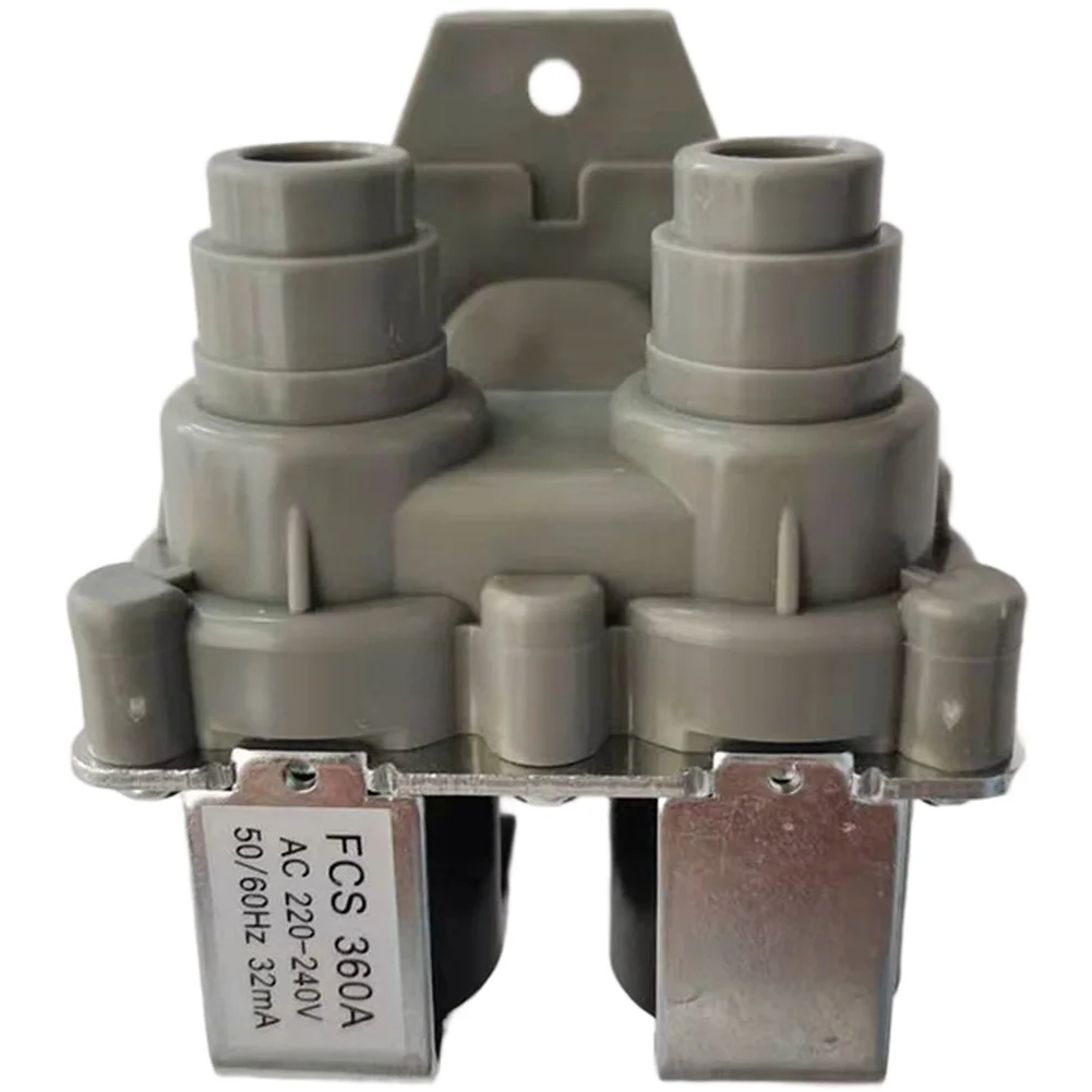 Double Inlet Solenoid Valve FCS360A/U for Washer Water Control 220-240V AC Dual Port 73x50x50mm Reliable Switch